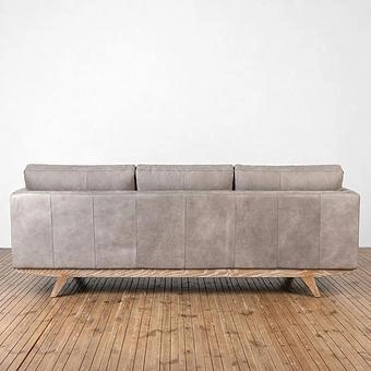 Трёхместный диван Patrick 3 Seater, Oak Sandwashed натуральная кожа Pale Grey - ракурс 4