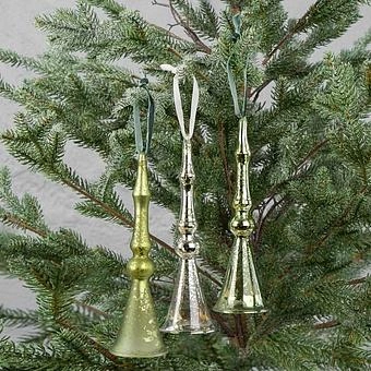 Набор из 3-х ёлочных игрушек Set Of 3 Bells Silver, Copper And Green 20 cm - ракурс 5