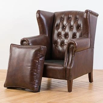 Кресло Parlament Armchair, Red Brown Wood D натуральная кожа Vintage Brown - ракурс 10