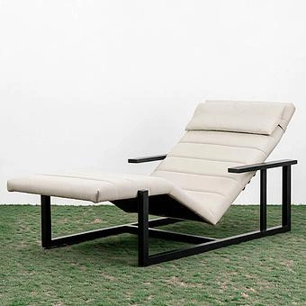 Садовый шезлонг-лежак Roxy Lounger, Black акриловая ткань Light Stone - ракурс 2