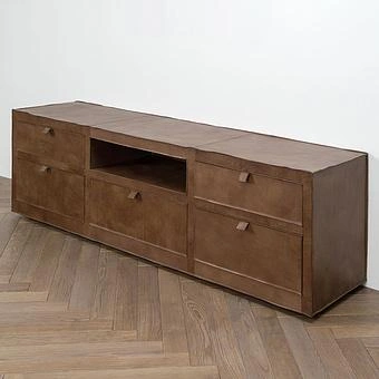 Тумба под телевизор Tibet TV Bench RM натуральная кожа Chocolate Whiskey