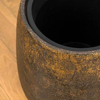 Кашпо Effectory Metal Bowl Rounded Pot Rough Gold Patina Small - ракурс 3