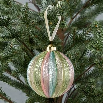 Ёлочная игрушка Strip Aged Ball In Pastel Colors 10 cm - ракурс 5