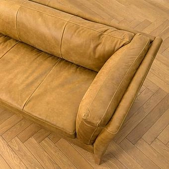 Трёхместный диван Lincoln 3 Seater, Bleached Oak PF натуральная кожа Cognac Grain - ракурс 6