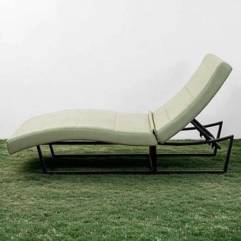 Садовый шезлонг-лежак Wave Lounger, Black акриловая ткань Almond - ракурс 4