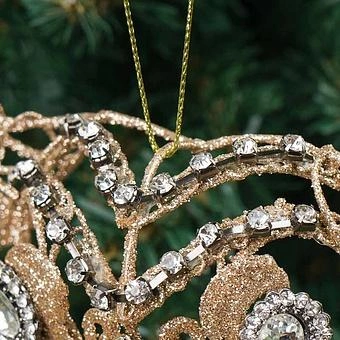 Ёлочная игрушка Wire Jewel Bull Head Champagne/Clear 13 cm - ракурс 3