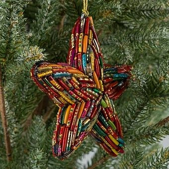 Ёлочная игрушка Multi-Colored Beads Star Red 12 cm - ракурс 2