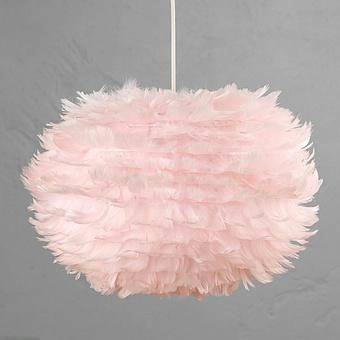 Подвесной светильник Eos Hanging Lamp With White Cord Medium перья Light Rose Feathers - ракурс 2