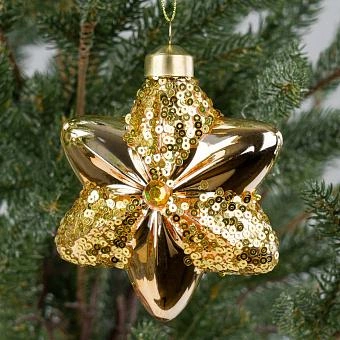 Ёлочная игрушка Star Shaped Ball Gold 11 cm
