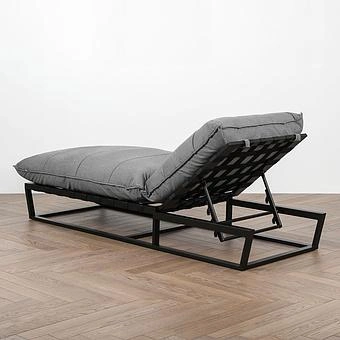 Садовый шезлонг-лежак Reef Lounger, Black акриловая ткань Light Stone - ракурс 4