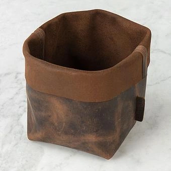 Корзина для хранения Leather Storage Basket Small натуральная кожа Choko - ракурс 2