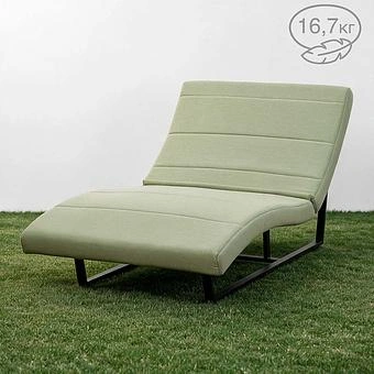 Садовый шезлонг-лежак Wave Lounger, Black акриловая ткань Almond