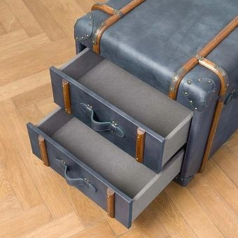 Тумба-сундук Forward Side Table RM натуральная кожа Dark Blue Master - ракурс 6