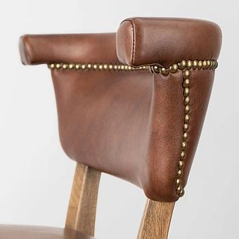 Барный стул Angeles Barstool High, Weathered Oak натуральная кожа Vintage Cigar - ракурс 7