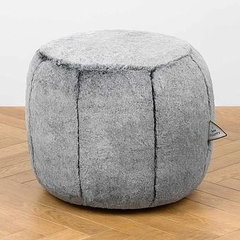 Пуфик Alaska Round Pouf Small искусственный мех Mongolia Cream - ракурс 3