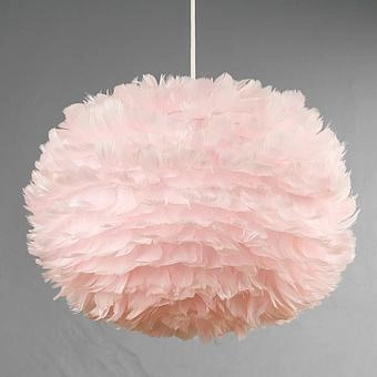 Подвесной светильник Eos Hanging Lamp With White Cord Medium перья Light Rose Feathers - ракурс 3