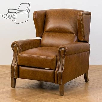 Кресло-реклайнер Zaragoza Recliner Armchair, Light Brown Wood D натуральная кожа Cigar