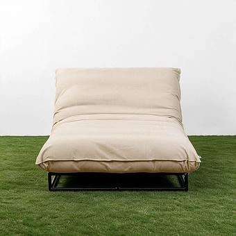 Садовый шезлонг-лежак Coral Lounger, Black акриловая ткань Heather Beige - ракурс 2