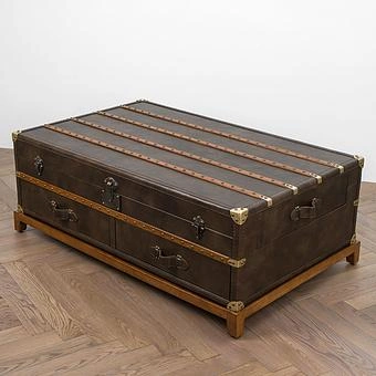 Журнальный стол-сундук Piligrim Coffee Table, Light Wood RM натуральная кожа Antique Master - ракурс 6