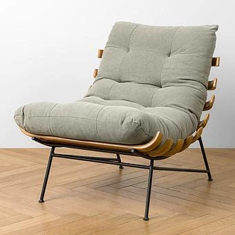 Кресло Capri Armchair, Black Matt Metal RM лён Olive Linen