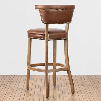 Барный стул Angeles Barstool High, Weathered Oak натуральная кожа Vintage Cigar - ракурс 4
