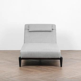 Садовый шезлонг-лежак Dune Lounger, Black акриловая ткань Lead Chine - ракурс 2