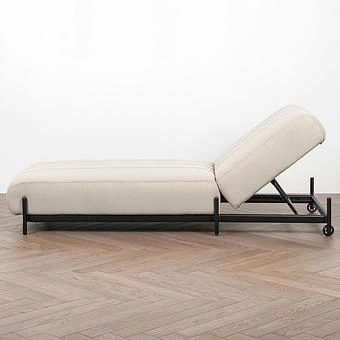 Садовый шезлонг-лежак Luna Lounger, Black акриловая ткань Light Stone - ракурс 3