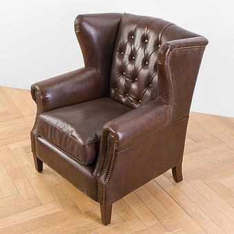 Кресло Parlament Armchair, Red Brown Wood D натуральная кожа Vintage Brown - ракурс 6