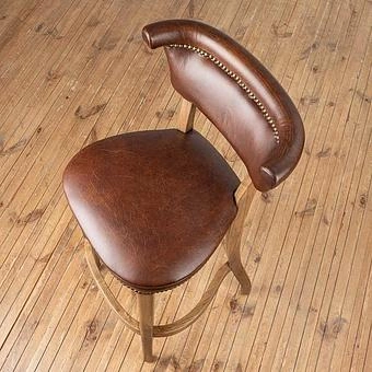 Барный стул Angeles Barstool High, Weathered Oak натуральная кожа Vintage Cigar - ракурс 6