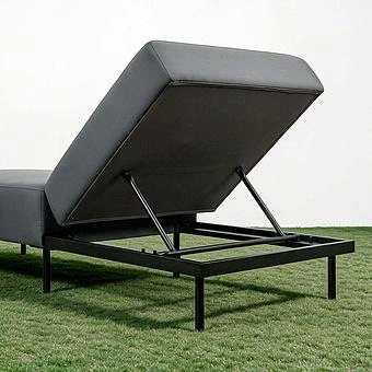 Садовый шезлонг-лежак Chic Lounger, Black акриловая ткань Lead Chine - ракурс 7