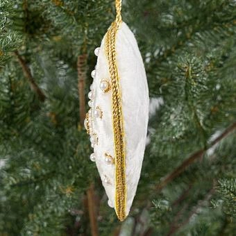 Ёлочная игрушка White Velvet Heart With Pearls 10 cm - ракурс 2