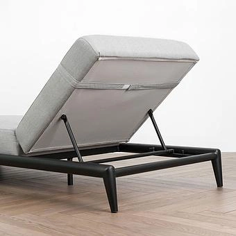 Садовый шезлонг-лежак Dune Lounger, Black акриловая ткань Lead Chine - ракурс 7
