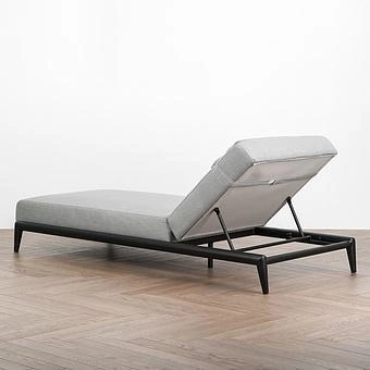 Садовый шезлонг-лежак Dune Lounger, Black акриловая ткань Lead Chine - ракурс 4
