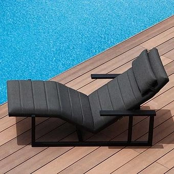 Садовый шезлонг-лежак Roxy Lounger, Black акриловая ткань Light Stone