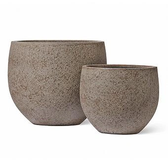 Кашпо Ergo Hard Rock Bowl Pot Gray Beige Sand Medium - ракурс 3