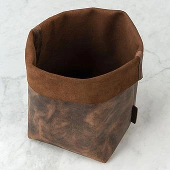 Корзина для хранения Leather Storage Basket Medium натуральная кожа Noire Old - ракурс 2