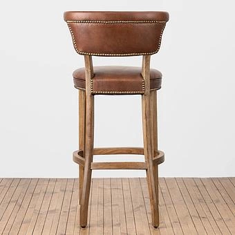 Барный стул Angeles Barstool High, Weathered Oak натуральная кожа Vintage Cigar - ракурс 5