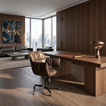 Кресло Center Swivel Armchair On Wheels RM натуральная кожа Antique Master - ракурс 8