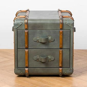 Тумба-сундук Forward Side Table RM натуральная кожа Lawn Green Franco - ракурс 2