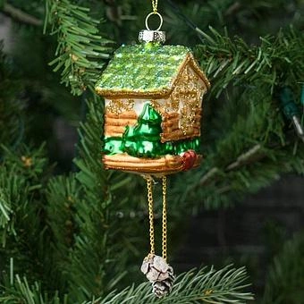 Ёлочная игрушка Glass Hanger Cuckoo Clock 8 cm - ракурс 2