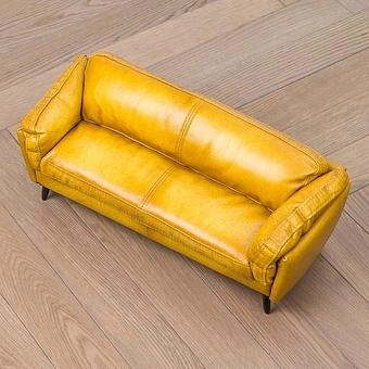 Декоративный мини-диван Mini Dublin 3 Seater RM натуральная кожа Yellow Andalusia - ракурс 5
