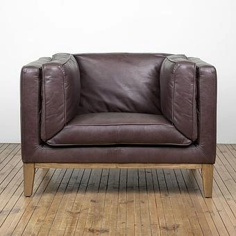 Кресло Bench 1 Seater натуральная кожа Riders Gunmetal - ракурс 2