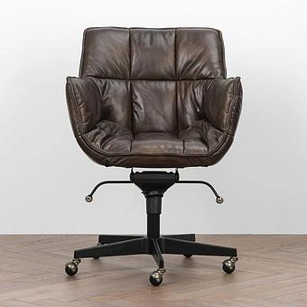 Кресло Center Swivel Armchair On Wheels RM натуральная кожа Antique Master - ракурс 3