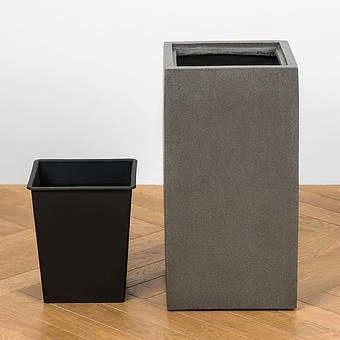 Кашпо Effectory Beton Tall Cube Pot Dark Grey Small - ракурс 4