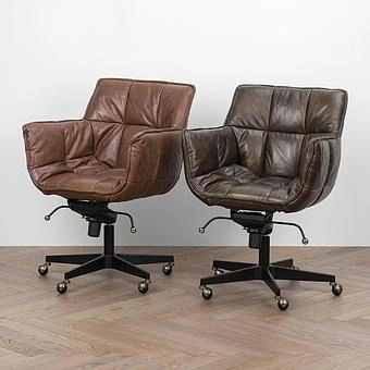 Кресло Center Swivel Armchair On Wheels RM натуральная кожа Antique Master - ракурс 10