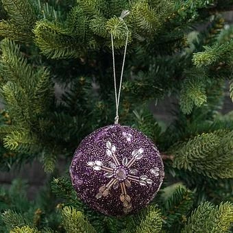 Ёлочная игрушка Snowflake Ball Purple 9 cm - ракурс 5
