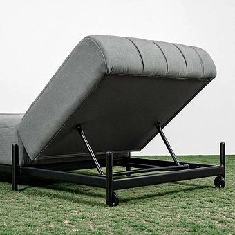 Садовый шезлонг-лежак Luna Lounger, Black акриловая ткань Light Stone - ракурс 7