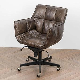 Кресло Center Swivel Armchair On Wheels RM натуральная кожа Antique Master - ракурс 6