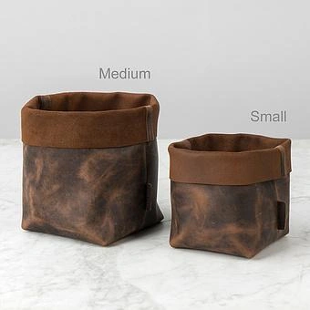 Корзина для хранения Leather Storage Basket Medium натуральная кожа Noire Old - ракурс 5