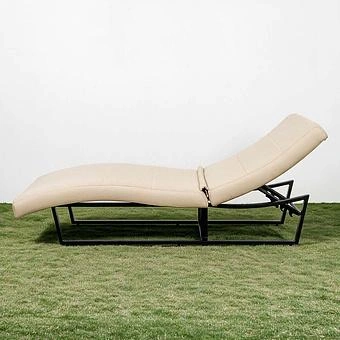 Садовый шезлонг-лежак Wave Lounger, Black акриловая ткань Heather Beige - ракурс 3